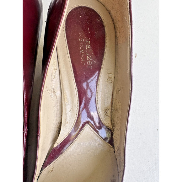 Naturalizer Bonna dark red patent open toe wedge heels shoes size 10 - Picture 9 of 9